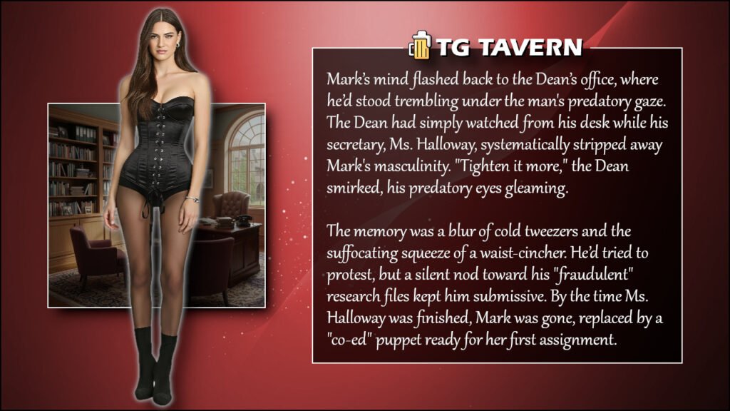 TG caption showing the dean’s control over Mark as his transformation becomes more explicit.